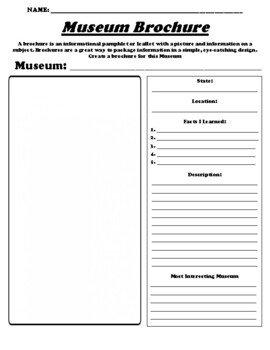 Preview of Museum "Field Trip Brochure" Worksheet