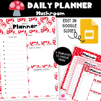 Preview of Mushroom Daily Planner (Google Slides Editable)