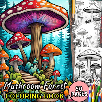 Preview of Mushroom Forest Christmas Coloring Pages 4th grade Coloring Sheet Kindergarten