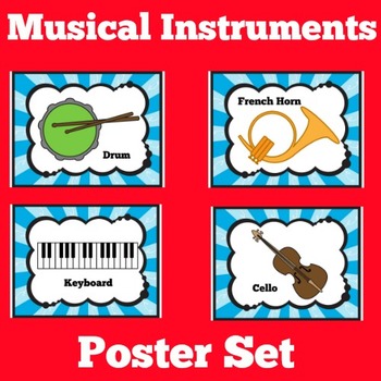 Preview of Musical Instruments | Music Classroom Decor Bulletin Board Teacher Posters