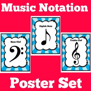Preview of Music Notes | Classroom Decor Bulletin Board Teacher Posters Poster Music Class