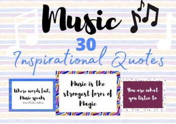 Preview of Music Quotes- 30 Inspirational Quotes for Bulletin Boards & Classroom Displays