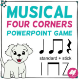 Music 4 Corners Game - Quarter Note, Rest, 8th Note Rhythm