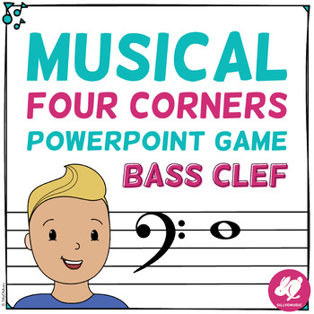 Preview of Music 4 Corners Interactive Bass Clef Notes Game