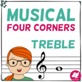 Music 4 Corners Game - Treble Clef Notes Activity - Intera