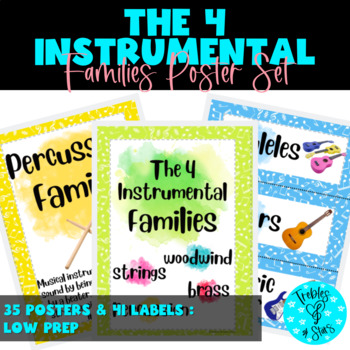 Preview of Music-  4 Families of Instruments Posters  Including Music labels to Organize