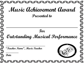 Preview of End of Year Music Achievement Award, Certificate, Awards DISTANCE LEARNING