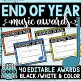 Music Achievement Awards -Color and BW/Ink-Saver - *EDITABLE*