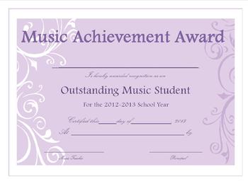 Preview of Music Achievement Certificate
