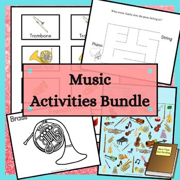Preview of Music Activities Bundle with Tubby the Tuba Lesson Coloring Pages Mazes and More