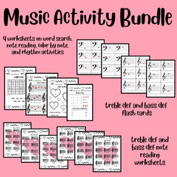 Preview of Music Activity Bundle-NoteReading-FlashCards-ColoringSheet-RhythmActivity