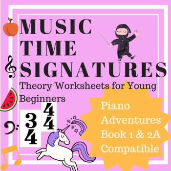 Preview of Music Time Signatures 2/4, 3/4 and 4/4 Theory Worksheet( PA Book 1, 2A)