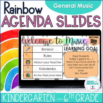 Preview of Music Agenda Slides for Google Drive - Rainbow
