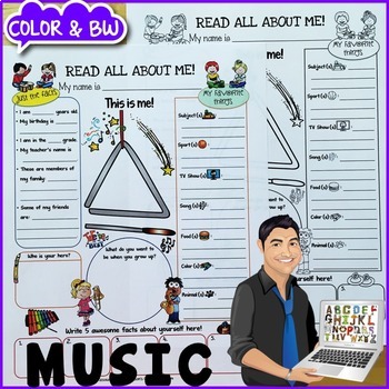 Preview of Music All About Me Worksheet {Dollar Deals Paper/Poster/Printable/Page}
