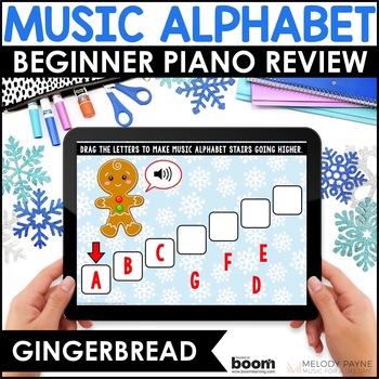 Preview of Music Alphabet BOOM™ Cards - Christmas Piano Activities to Review ABCDEFG
