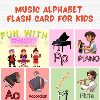 Preview of Musical Instruments - Music Alphabet Flash Cards for Kids