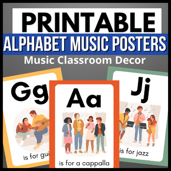 Preview of Music Alphabet Letter Posters → Printable Wall/ Classroom Decor