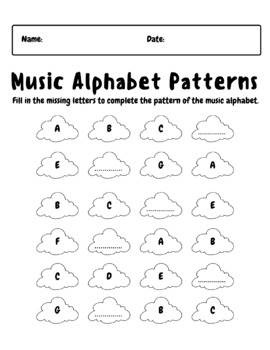 Preview of Music Alphabet or Pattern Worksheet