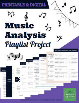 Preview of Music Analysis Playlist Project for Intermediate and Senior Music Classes