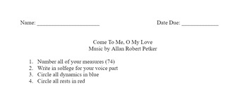 Preview of Music Analysis Sheet - Come to Me O My Love - Petker