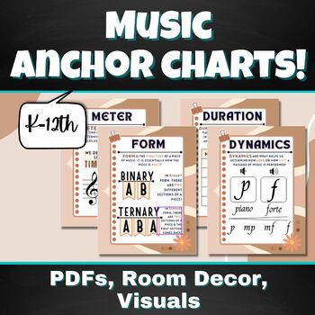Preview of Music Anchor Charts Boho Neutral Color Scheme