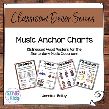 Preview of Music Anchor Charts for the Music Learning Inspired Classroom: Distressed Wood