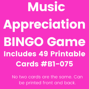 Preview of Music Appreciation Lesson Plans : BINGO (Humanities, Drama, Band, Theater, Film)