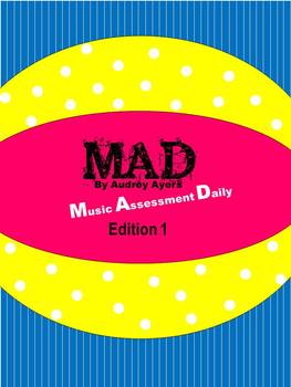 Preview of Music Assessment Daily- Edition 1- Bell Ringer. Quarter, half, whole note