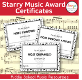 Music Award Certificates - Stars