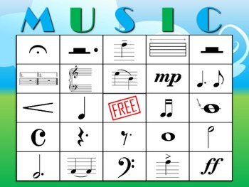 Preview of Music BINGO:  Notes, Symbols, and Terms