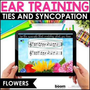 Preview of Ear Training Music BOOM™ Cards for Piano Lessons - Aural Skills Ties Syncopation