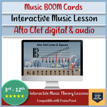Preview of Music BOOM Cards: Interactive Music Lesson Alto Clef digital & audio