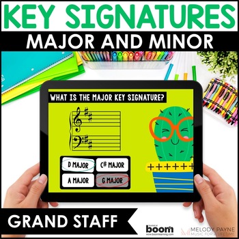 Preview of Major & Minor Key Signatures Music BOOM™ Cards for Piano Lessons - Treble & Bass