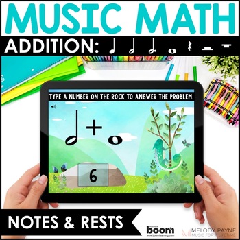 Preview of Music Math Addition BOOM™ Cards for Piano Lessons -  Adding Note and Rest Values
