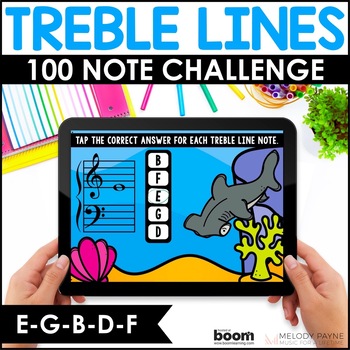 Preview of Treble Clef Line Notes BOOM™ Cards 100 Note Challenge - Piano Lessons & Music