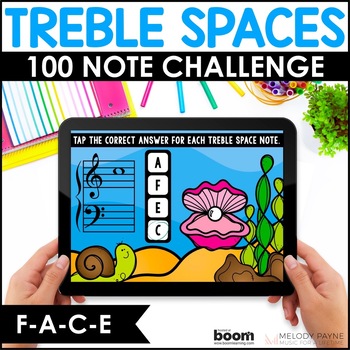 Preview of Treble Clef Space Notes BOOM™ Cards 100 Note Challenge - Piano Lessons & Music