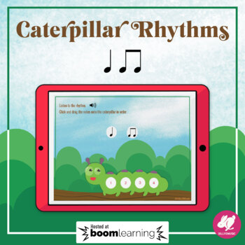 Preview of Music BOOM cards - Caterpillar Rhythms: Quarter Note, 8th Notes - Digital Game