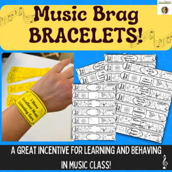 Preview of Music Reward BRAG BRACELETS!  Classroom Management! Celebrate Student Success!