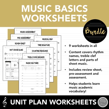 Preview of Music Basics Worksheet Bundle