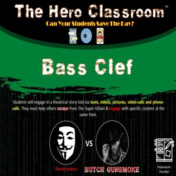 Preview of Music: Bass Clef | Hero Classroom (Distance Learning)