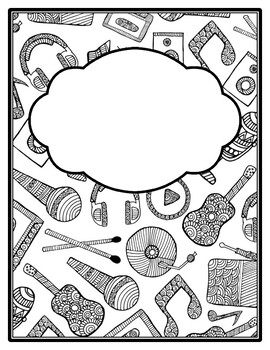 Preview of Music Binder Cover and Spines, Coloring Pages, Back to School
