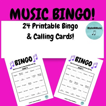 Preview of Music Bingo Game Sub-Plan or Rainy Day Activity Printables
