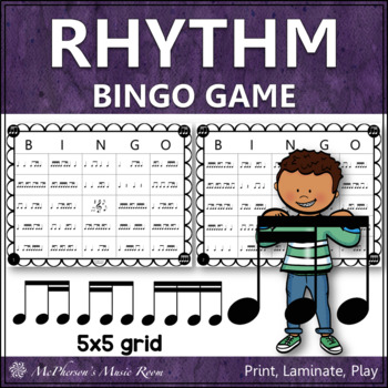 Preview of Rhythm Bingo Game 2 Sixteenths/1 Eighth, 1 Eighth/2 Sixteenths, Sixteenths