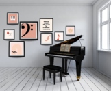 Music Boho Prints Set of 12, Music Studio Classroom Wall D