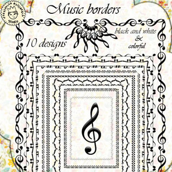 Preview of Music Borders Clipart Set #1