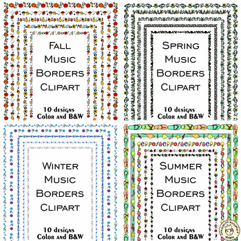 Preview of Music Borders Four Seasons Bundle Clipart | Music Frames