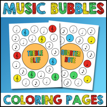 Preview of Music Bubbles Coloring Pages - Music Dots - Notes, Rests, Treble and Bass Clef