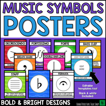Preview of Music Posters: BOLD & BRIGHT Music Symbols Music Decor