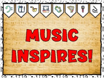 Preview of Music Bulletin Board Kit & Door Décor, MUSIC INSPIRES!