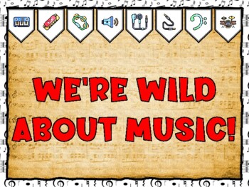 Preview of Music Bulletin Board Kit & Door Décor, WE'RE WILD ABOUT MUSIC!